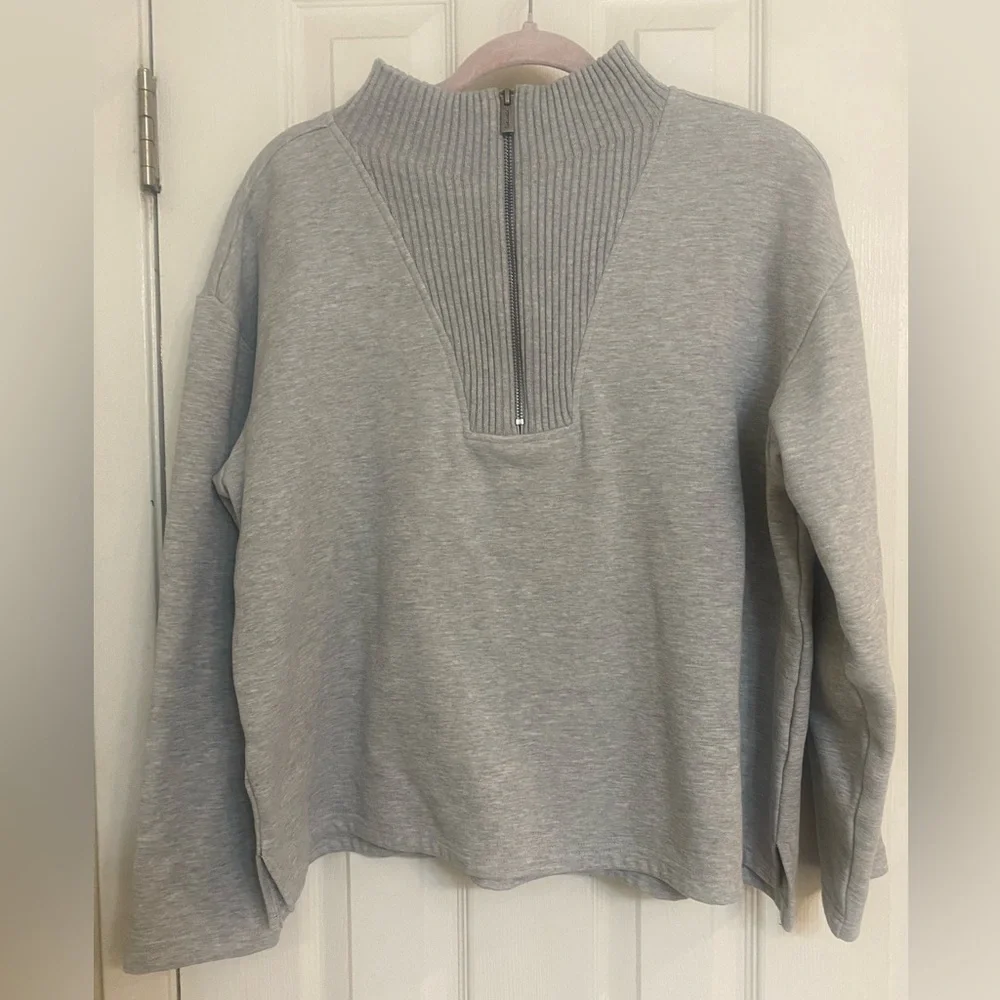 Splendid Half-Zip Grey Sweater Pullover Size Large - Picture 4 of 5
